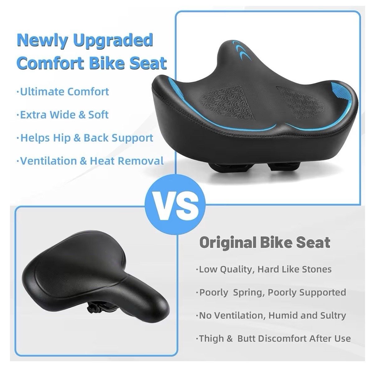 CDYWD Oversized Bike Seat for Men & Women Comfort, Extra Wide Bicycle Seat Cu…
