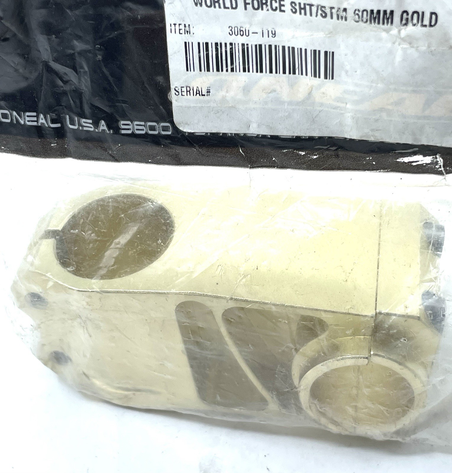 O’Neal World Force Gold Anodized 60mm Stem 25.4 Clamp NOS Vintage MTB / BMX