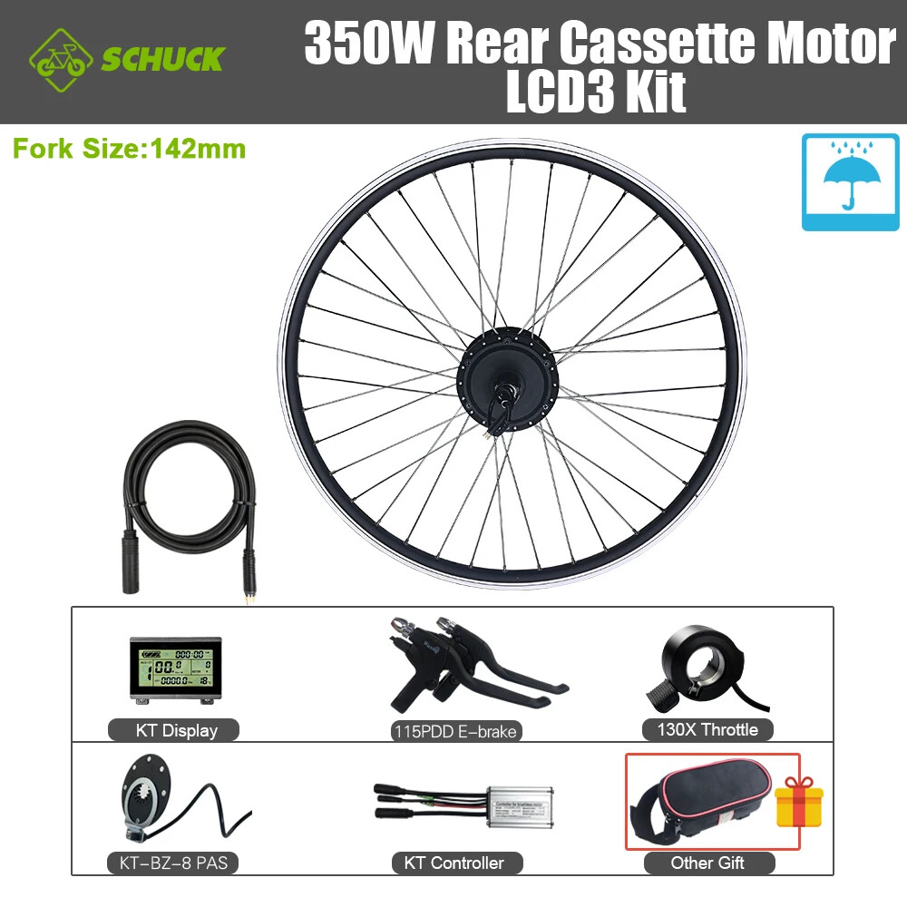 350W E-bike Front Rear Rotate/Cassette Drive Motor Waterproof Conversion Kit