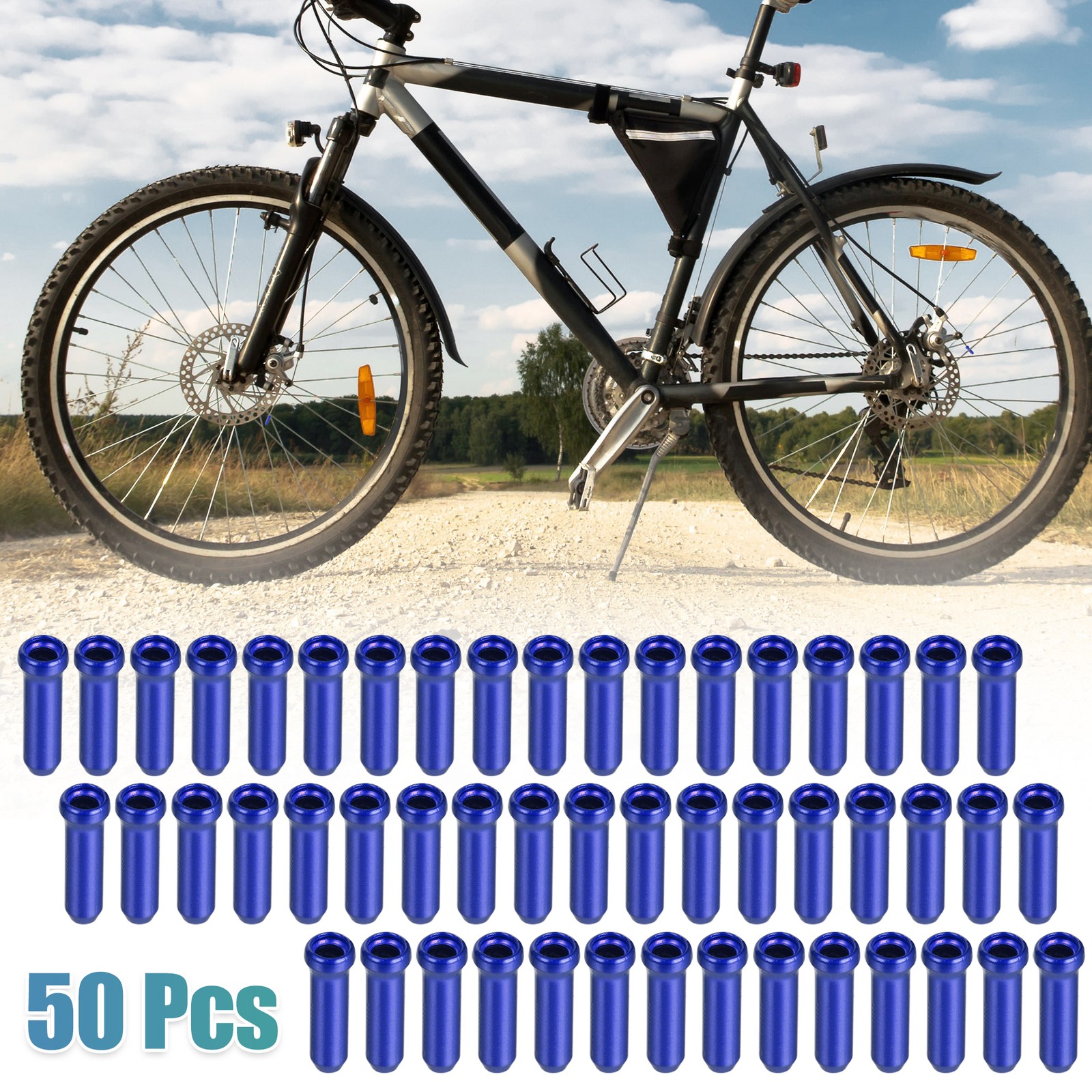 50pcs Bike Brake Cable Cap Bicycle Shifter Brake Gear Inner Cable Cap Blue