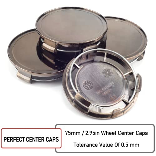4pcs 75mm(2.95in)/69mm(2.72in) Wheel Hub Center Caps Black Chrome Base for