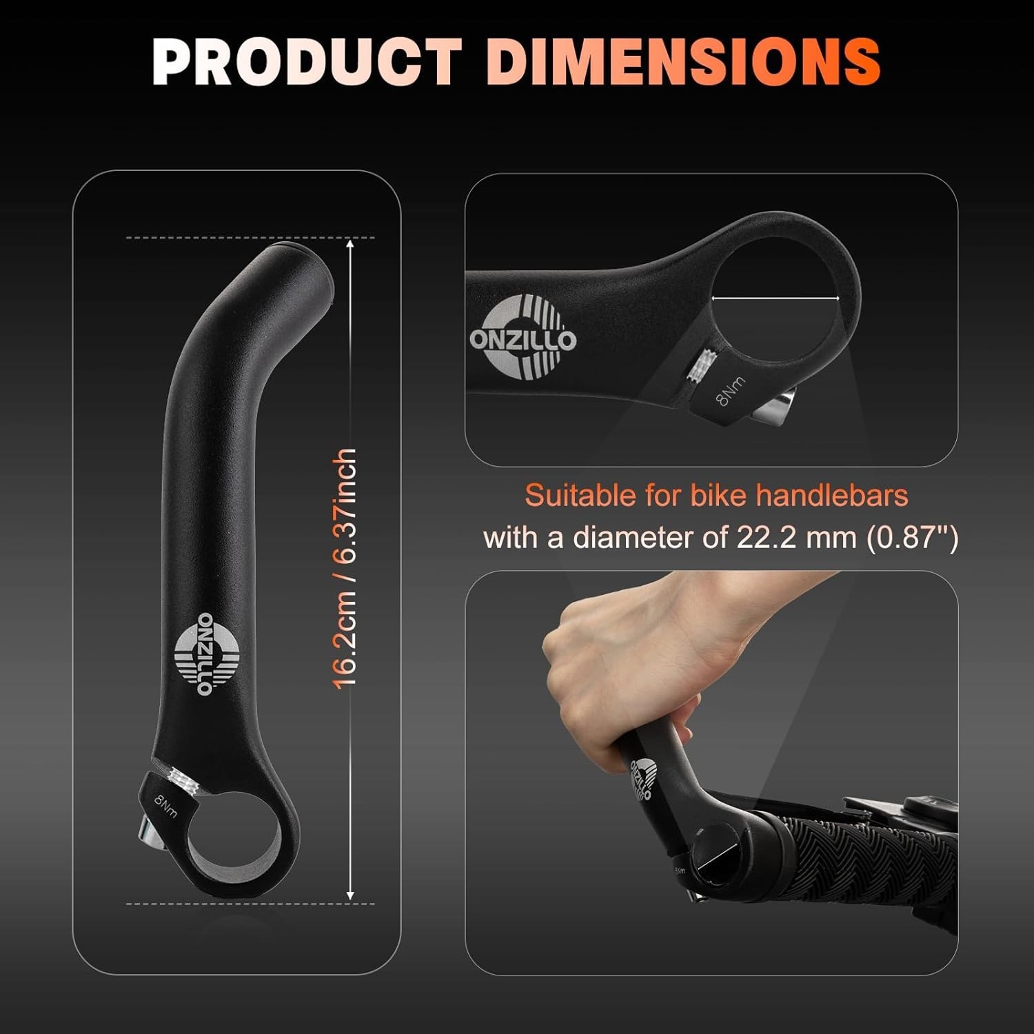 Upgraded Bike Bar Ends, Ergonomic Bicycle Handlebar Ends Extension,Aluminium MTB
