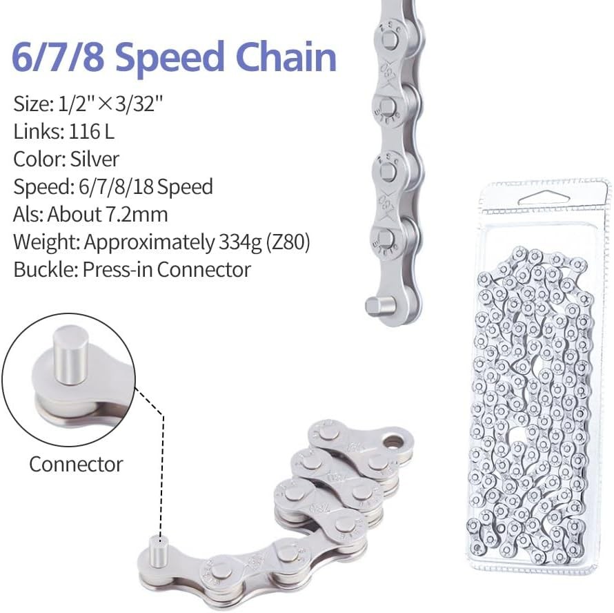 6/7/8 Speed Bike Chain, Bike Chain for Road Mountain Racing Cycling