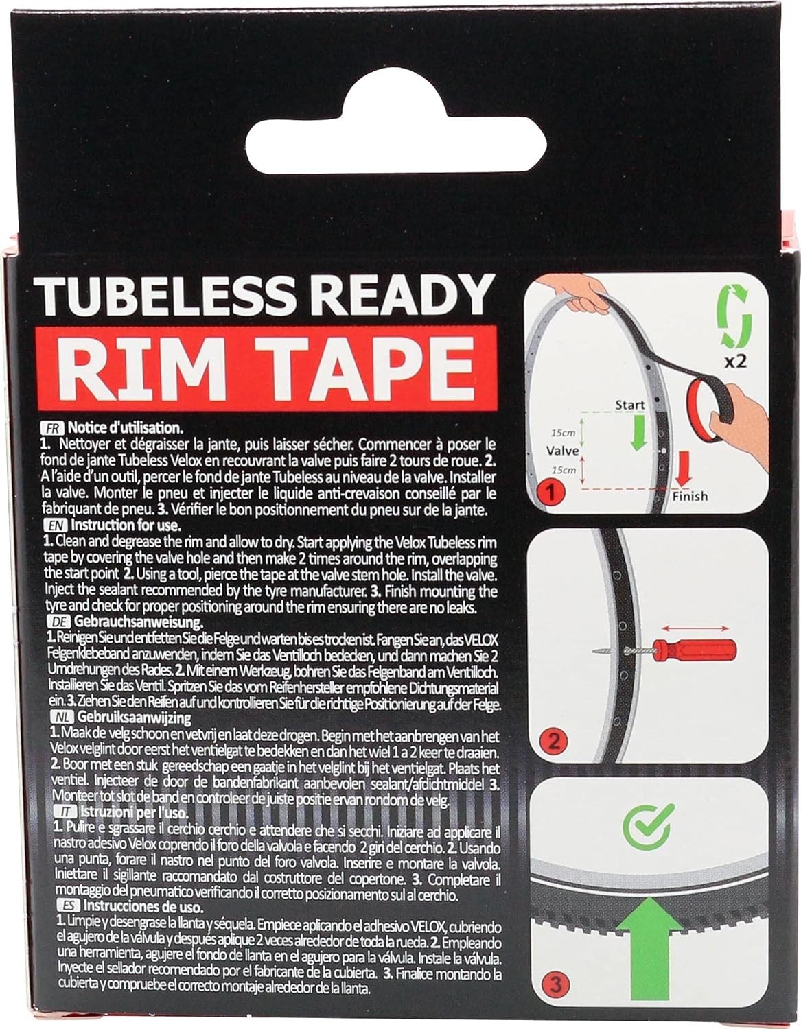 Velox Jantex Tubeless Rim Tape, Black, 25mm x 10 meters