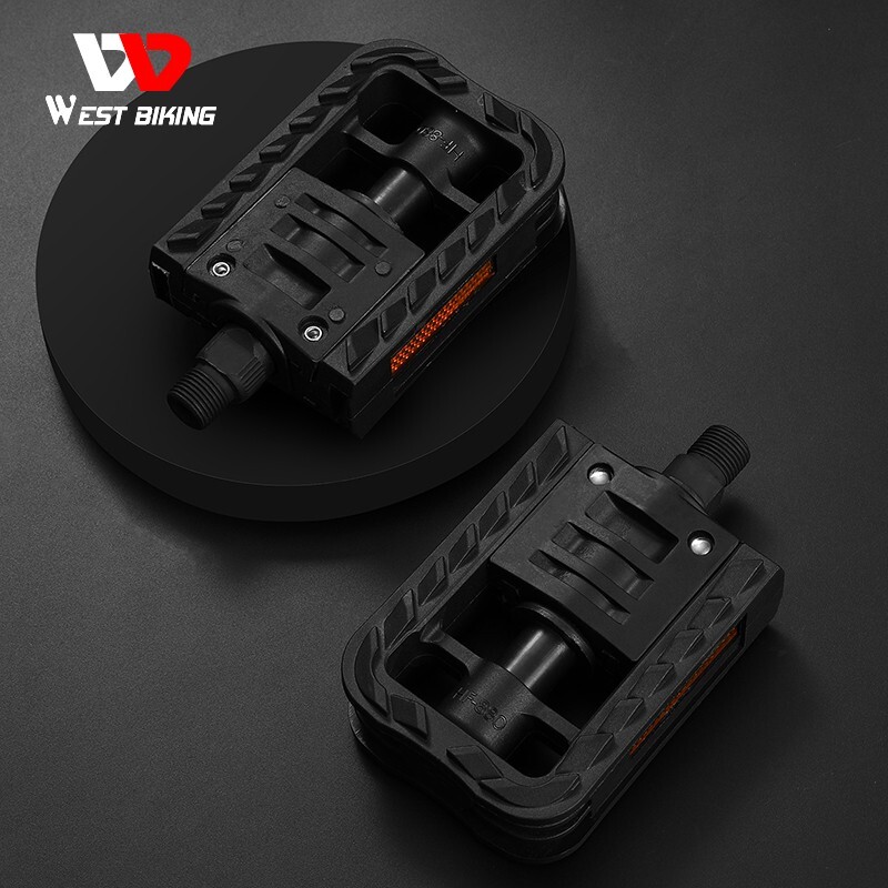 WEST BIKING Foldable Bicycle Pedals Nylon Cycling Folding Bike Pedals 9/16in