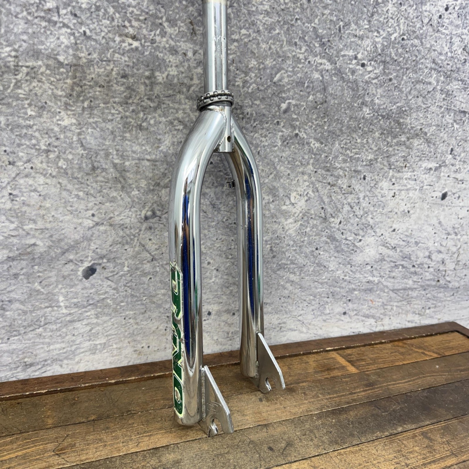 Vintage Akisu Dyno BMX Fork 20in 1 In Threaded Chrome Green 1997 Old School OG