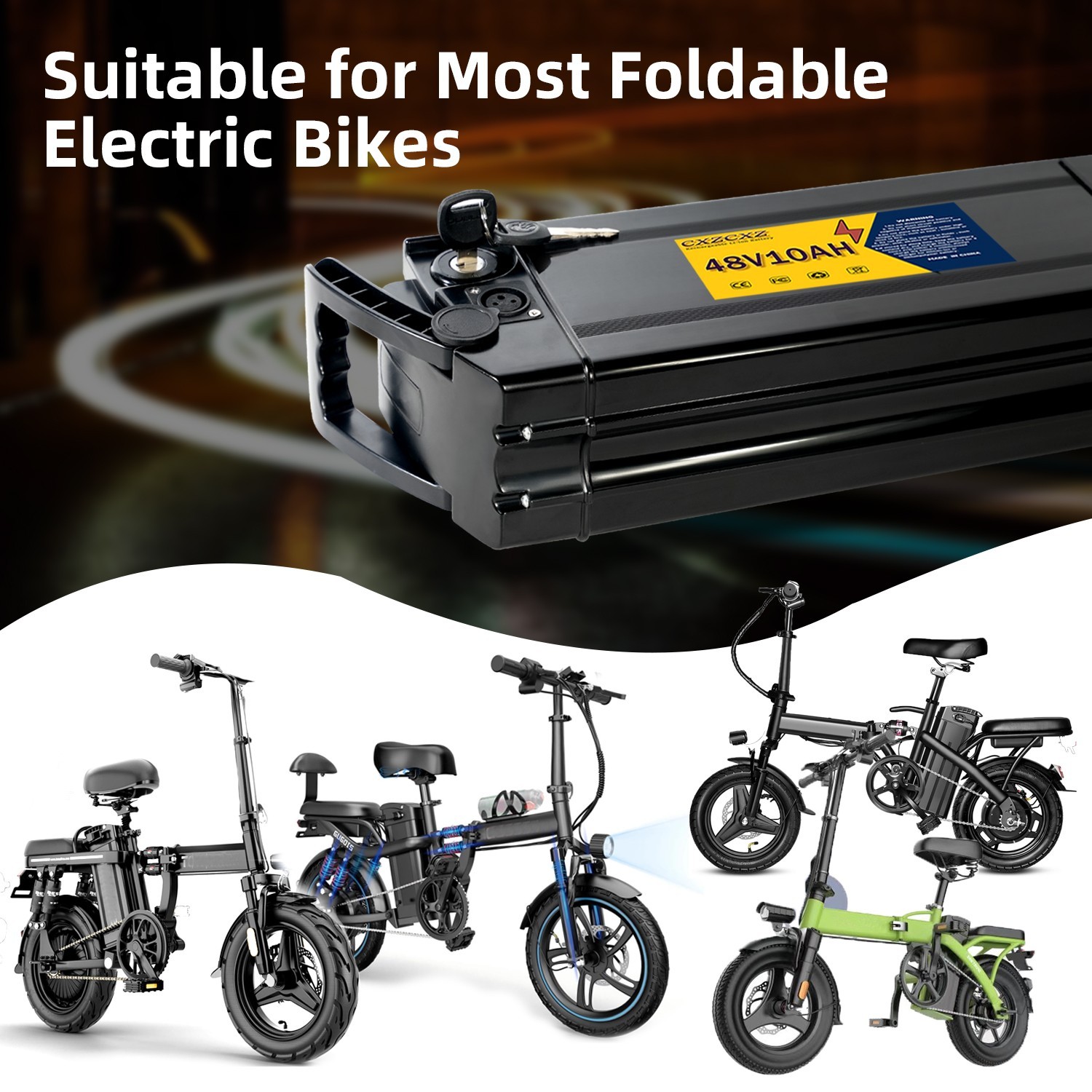 48V 10Ah 20Ah Folding Electric Ebike lithium battery For 200W-1000W Motor