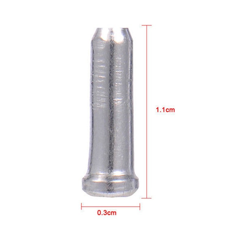 1.1cm*0.3cm Cable End Cap 100PCS Shift Brake Gear Tip Ferrules Aluminum Parts