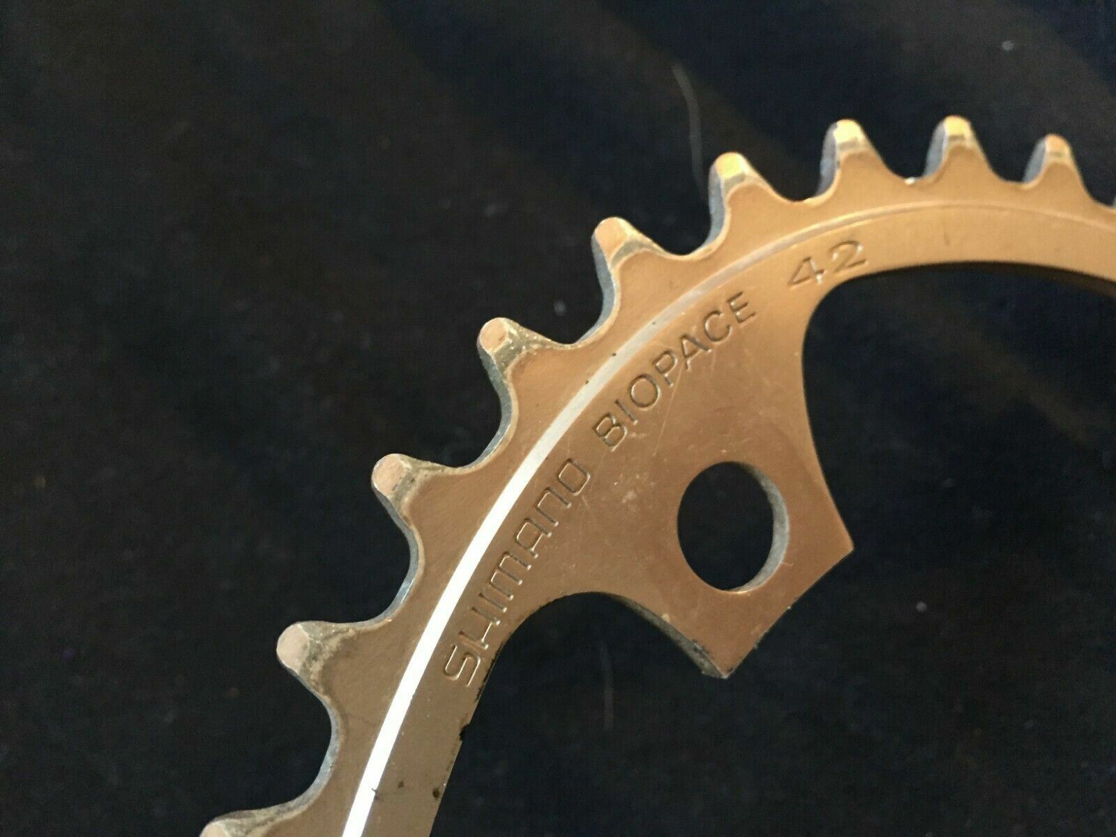 Vintage Shimano Biopace 42t bronze ano 130 BCD chainring XT 600 80s era bike