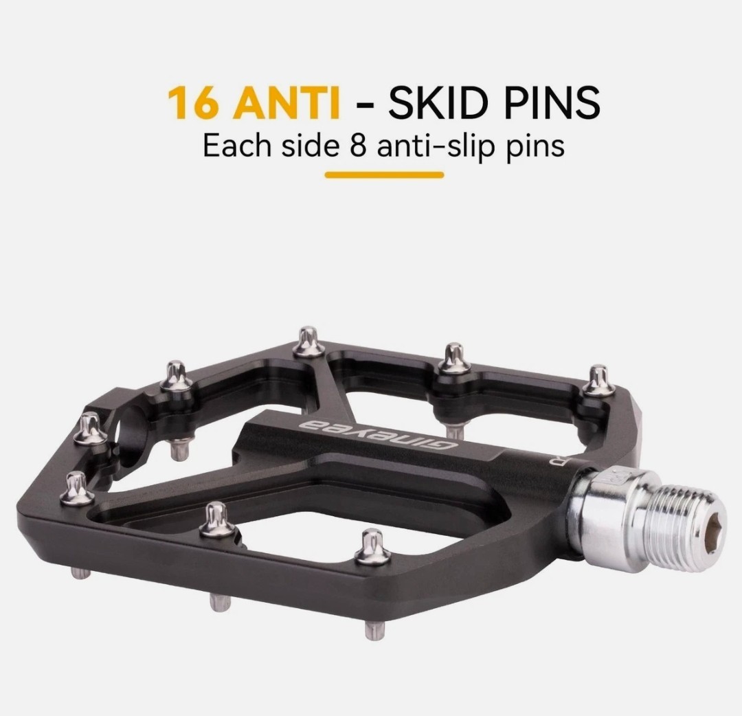 Gineyea Mountain / BMX Bike Pedals, Aluminum Alloy, 3 Sealed Bearings, Black