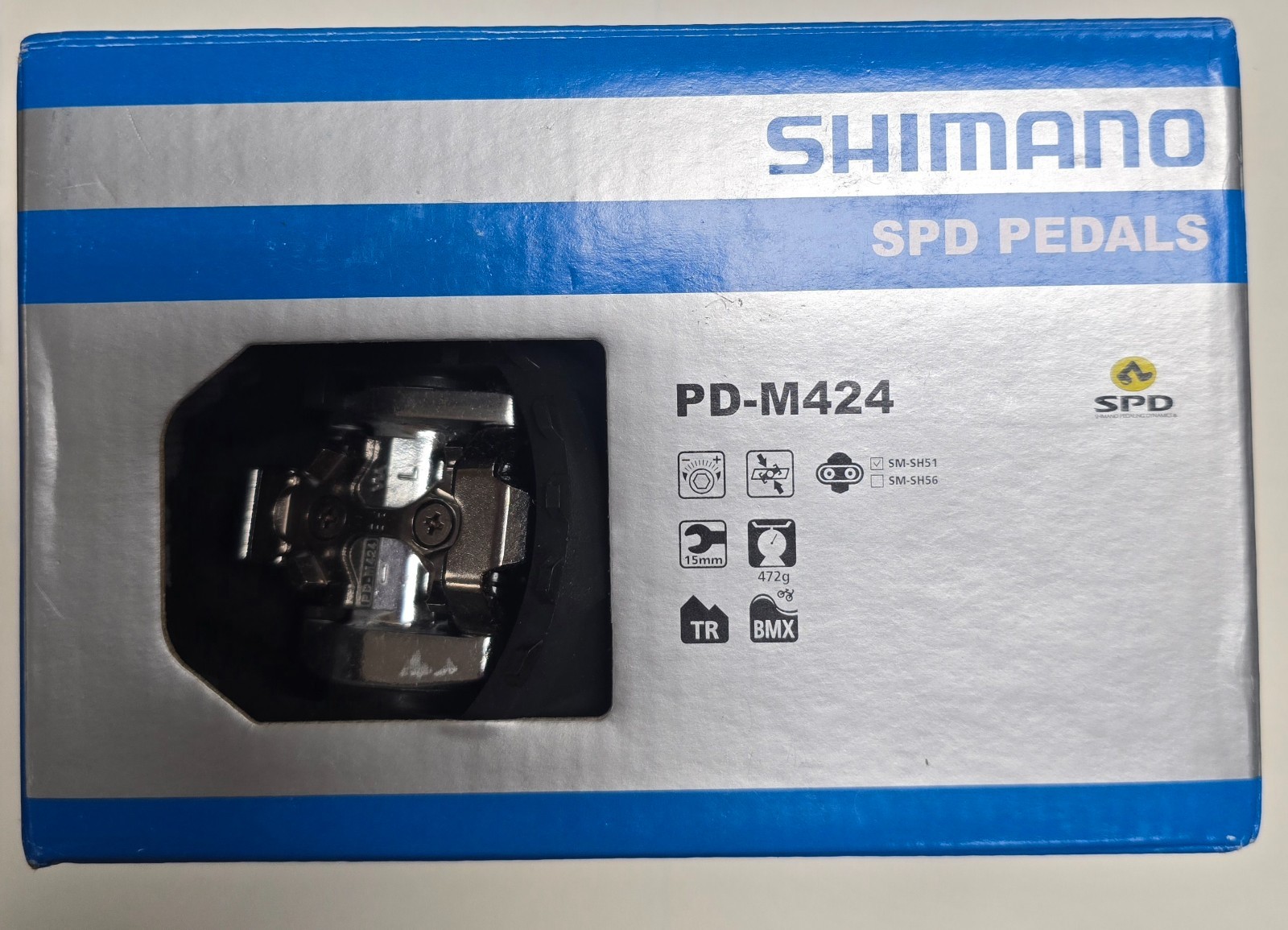 Shimano PD-M424 SPD Mountain Bike Pedals Platform Clipless Black Silver