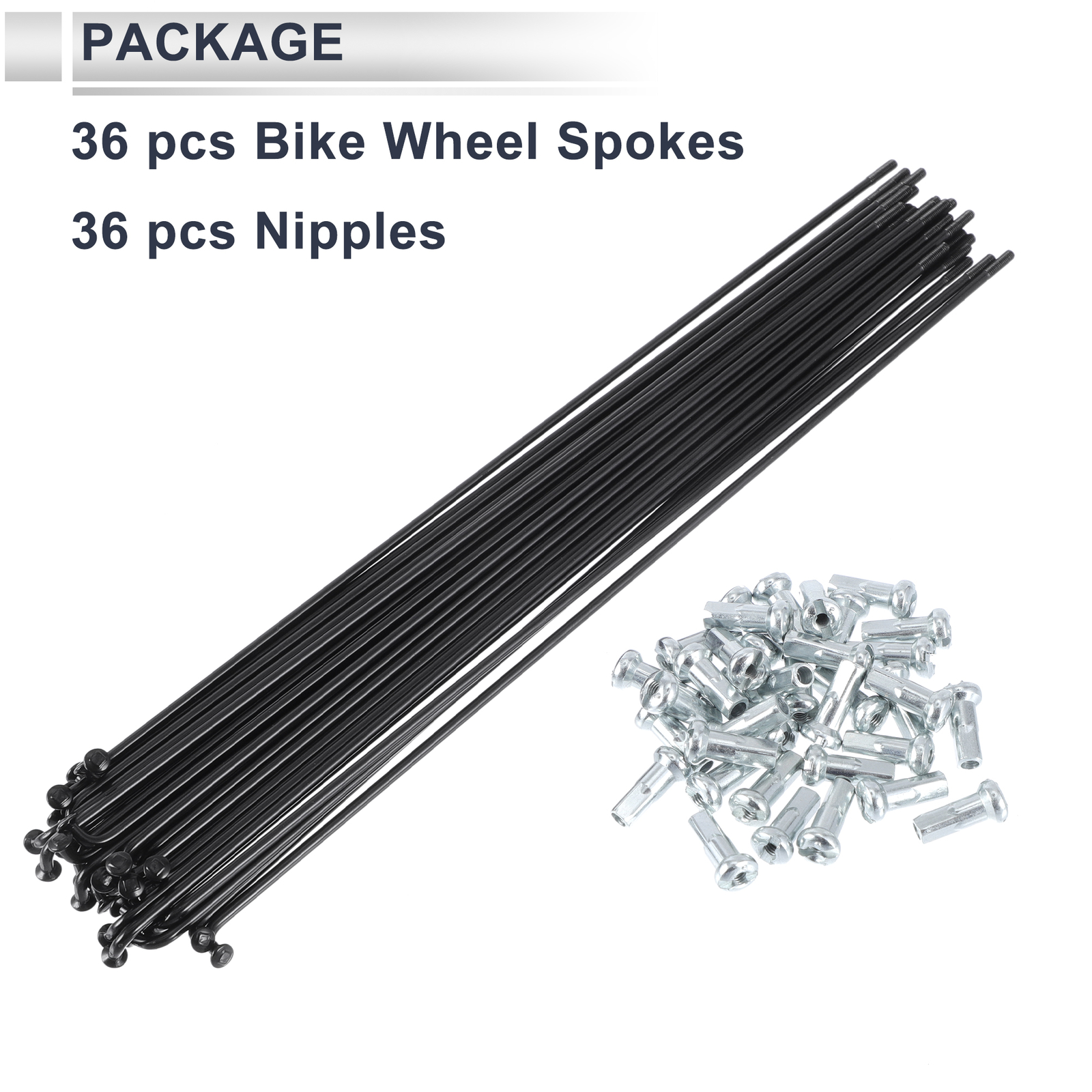 1 Set 13G 231mm Length Bicycle Spokes Nipple 45 Steel Black Universal