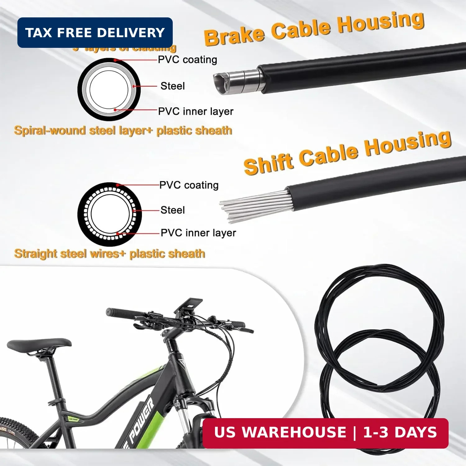 Stainless Steel Wire Cutter Bike Brake and Shifter Derailleur Cable Housing Kit,