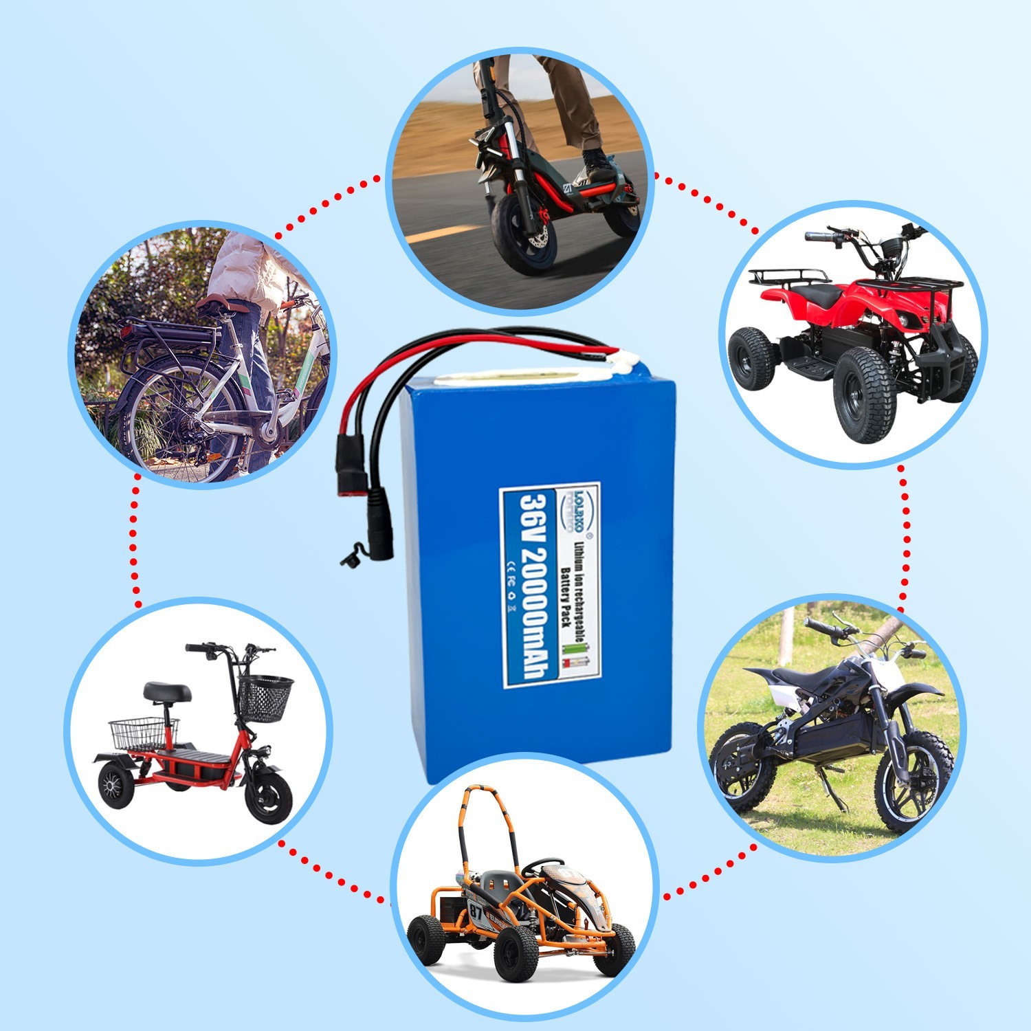 36V 20AH Battery for 200W-1000W Ebike Electric Bicycle Bike Scooter 30A BMS