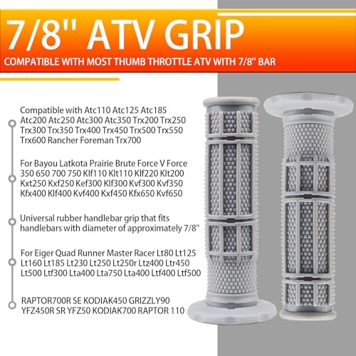 7/8» ATV Grips Upgrade Universal Handlebar Grips Soft Rubber Thumb Gray