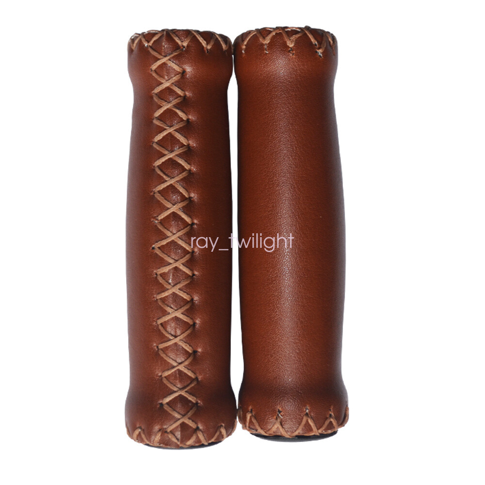 Track Cruiser Beach Bike Bicycle Leather Handlebar Cover Grips Bar with End Caps