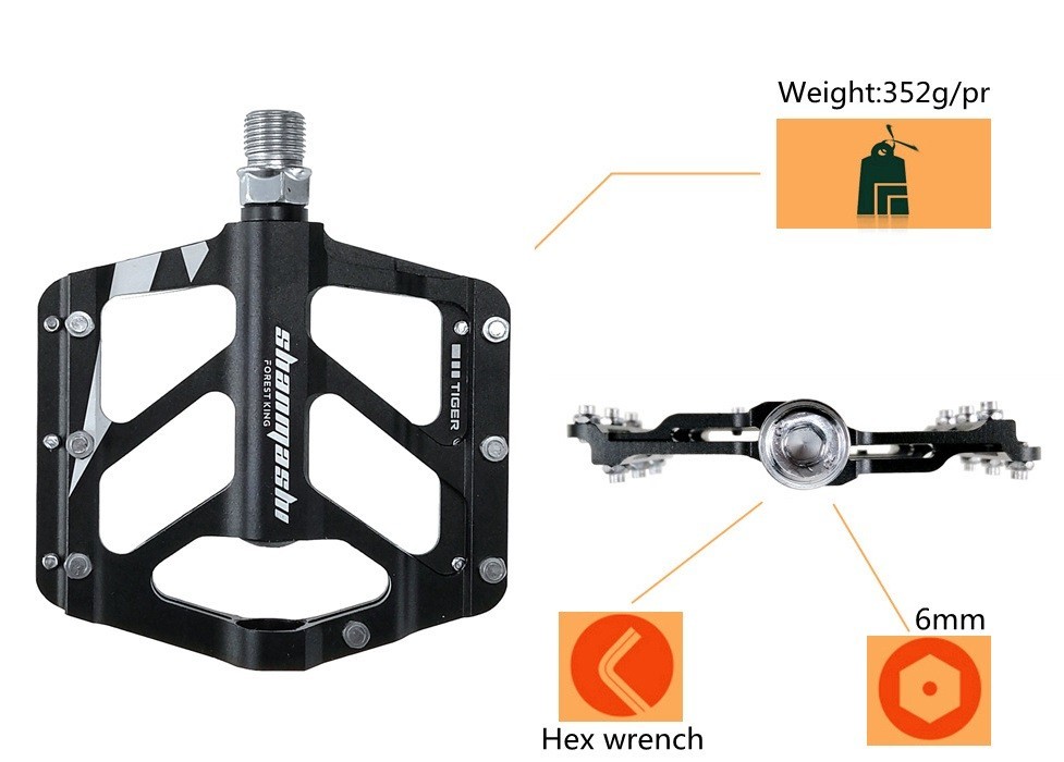 CNC Aluminum Road MTB Folding Bike Bicycle Pedal Flat Pedals Bearing Tiger