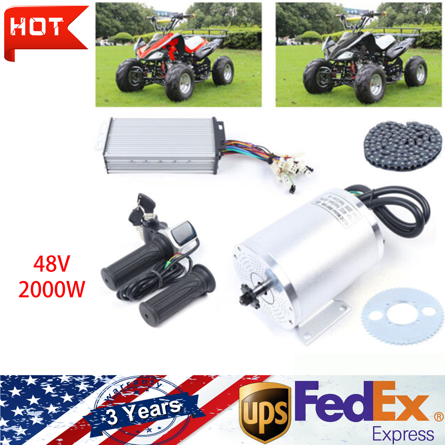 Electric Brushless Motor Kit 48V 2000W DC For E-bike Scooter Bicycle Conversion!