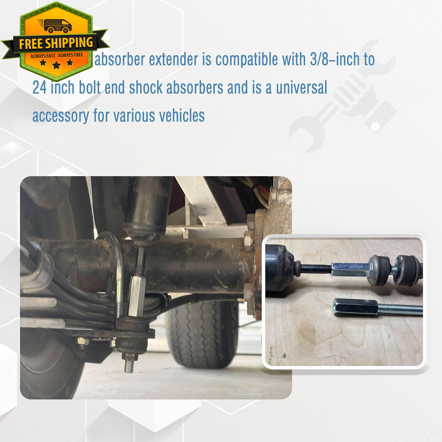 Shock Extension 3/8 x 24 Thread 2 Pcs Vehicle Shock Absorber Extender Kit