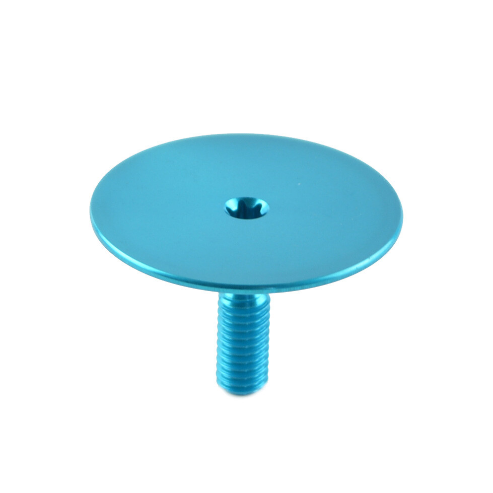 OMNI Racer WORLDS LIGHTEST Headset Top Cap & Bolt: JUST 3.4 grams!! LIGHT BLUE