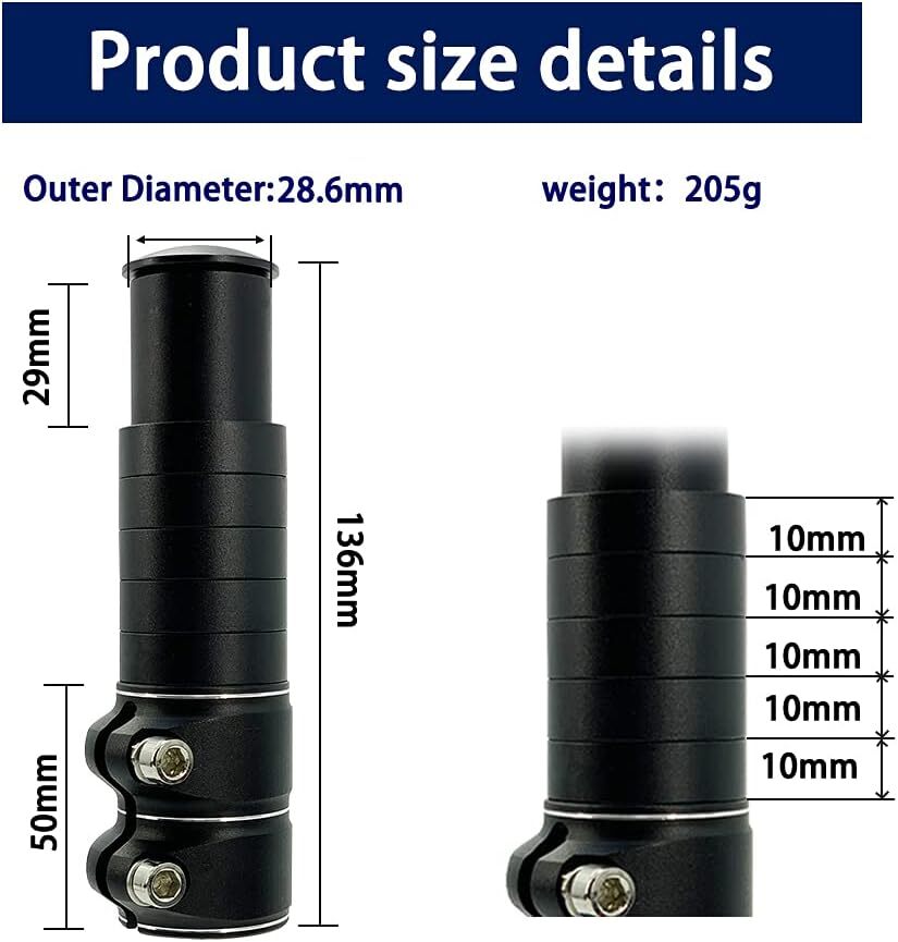 Mountain Bike Bicycle Handlebar Fork Stem Riser Extender Head Up Metal Adaptor