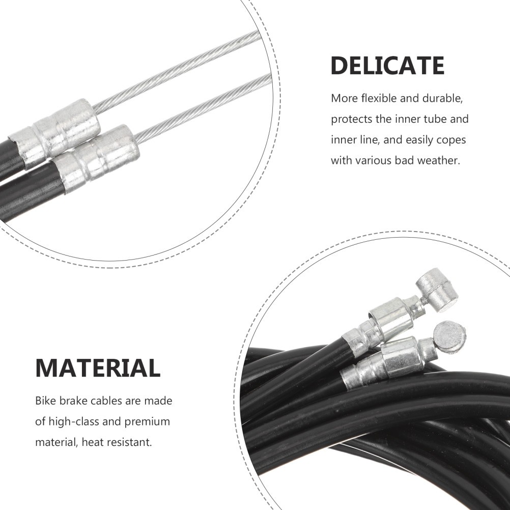 1 Set Durable Bike Brake Lines Universal Cable Kit Black PVC Stainless Steel