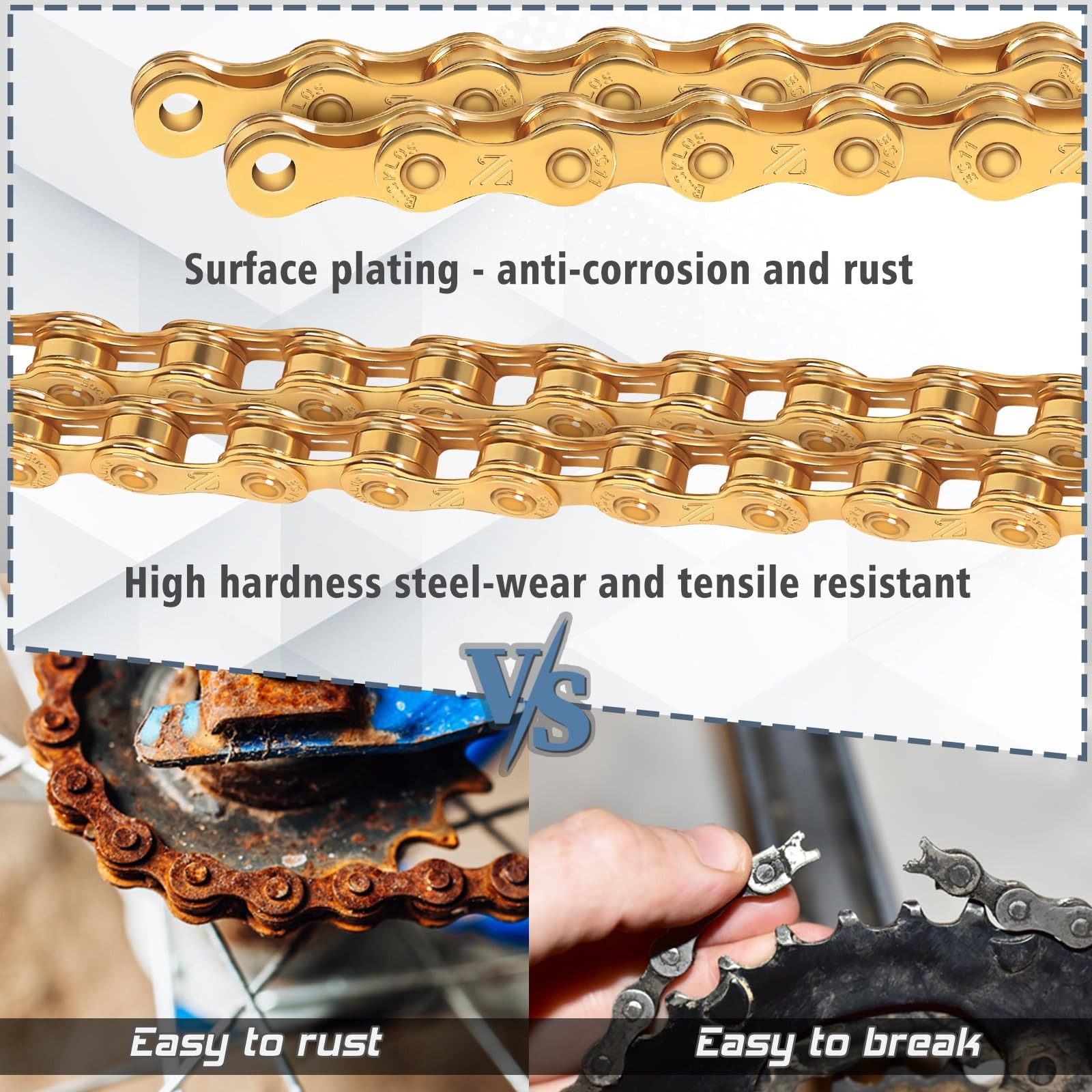 BUCKLOS 6/7/8/9/10/11/12 Speed Bike Chain,Bicycle Chain for Road Bike/E-Bike/Mou
