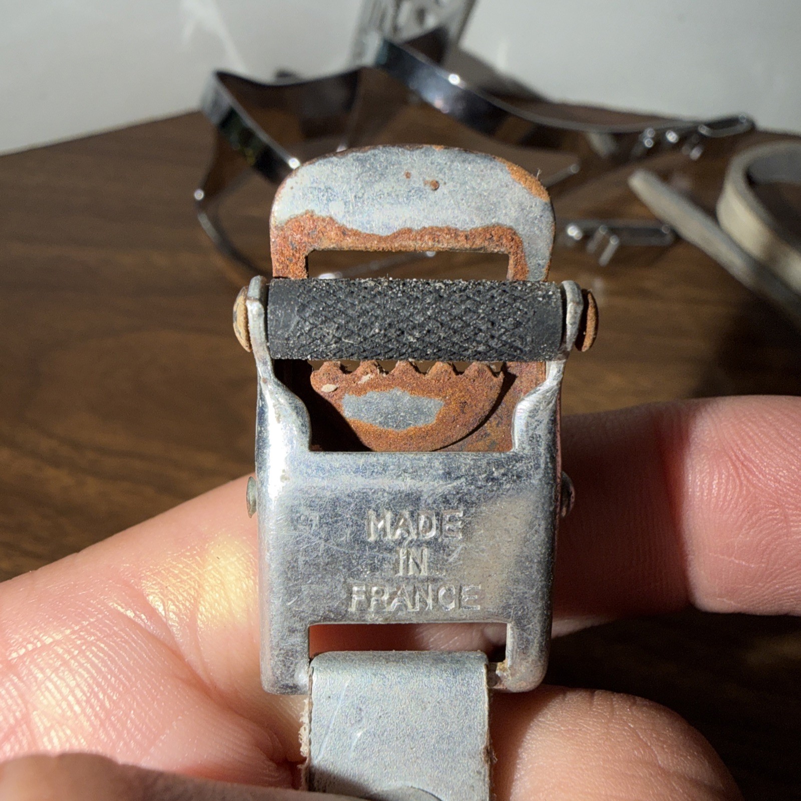 Vintage Christophe Road Bike Toe Cages Clips w/Lapize Leather Straps France