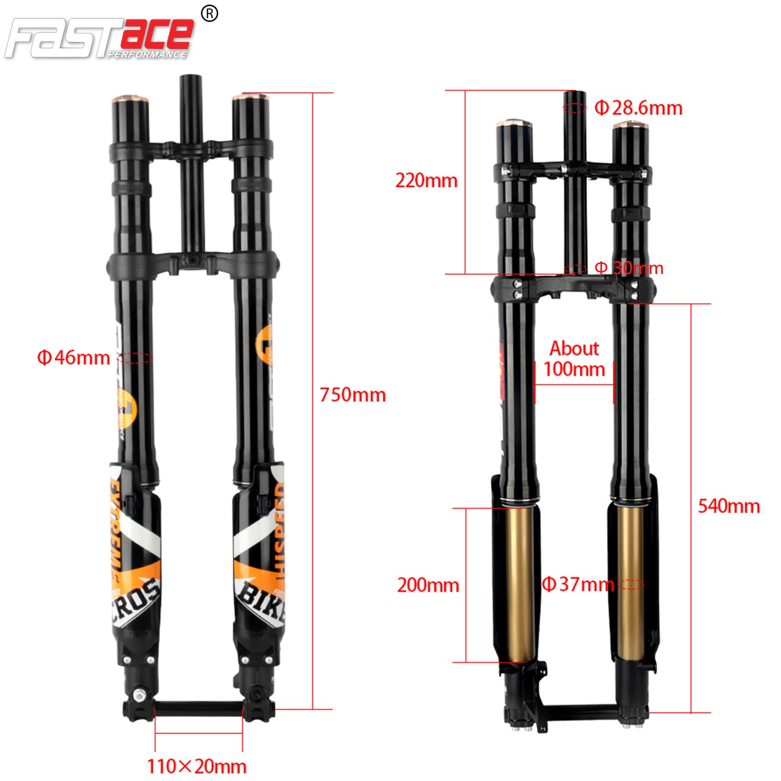 FASTace ALX13RC Front Fork Suspension 60lbs for Surron Light Bee X Eride Pro SS