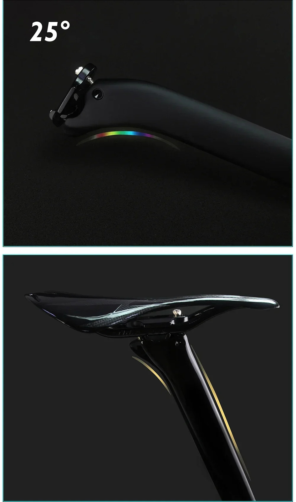 Lightweight Carbon Road Bike Seatpost 350mm 0/25 Degree Offset UD Matte Glossy