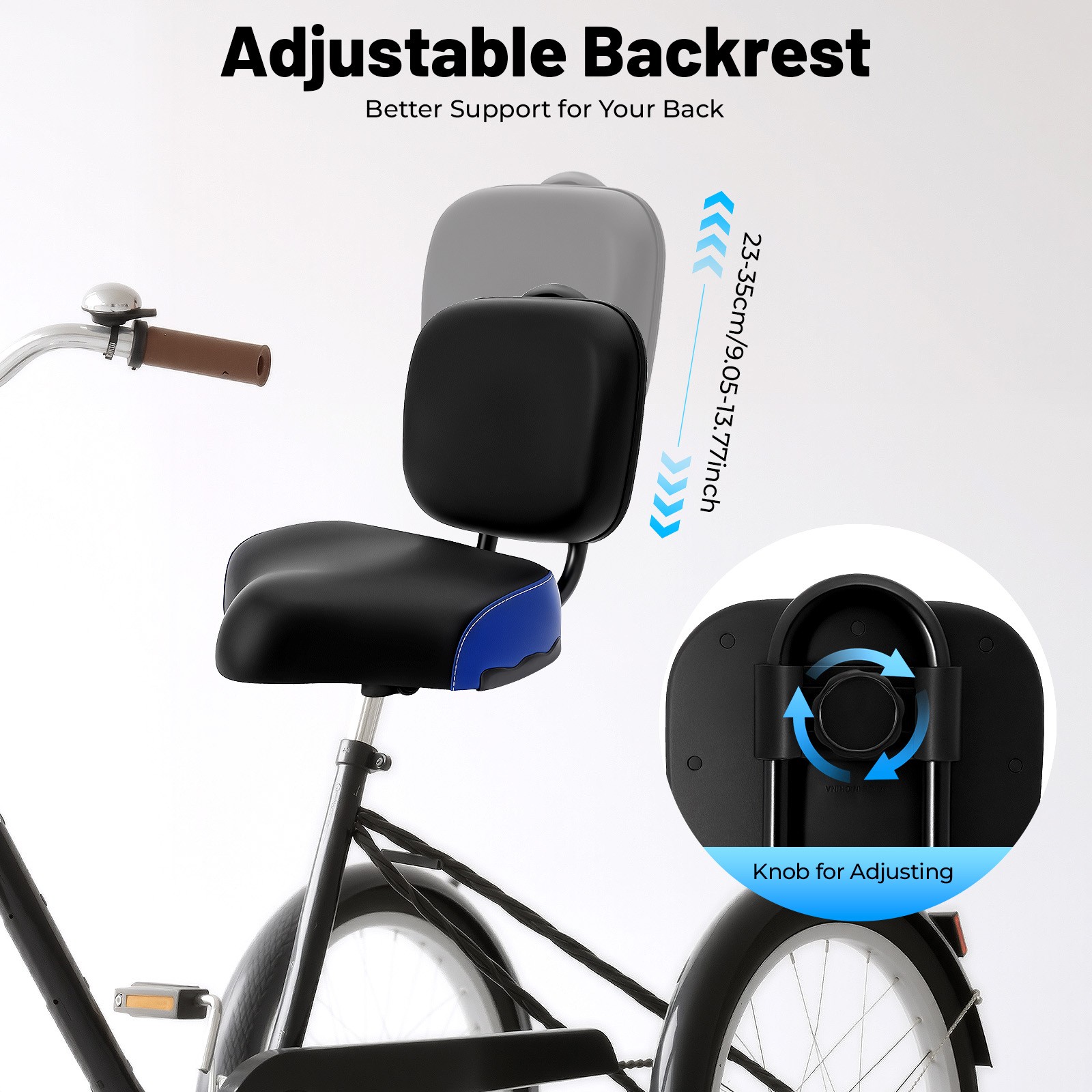 Bike Seats for Wide Adult Tricycle Women Backrest Saddle Bik Seat w/Backrest new