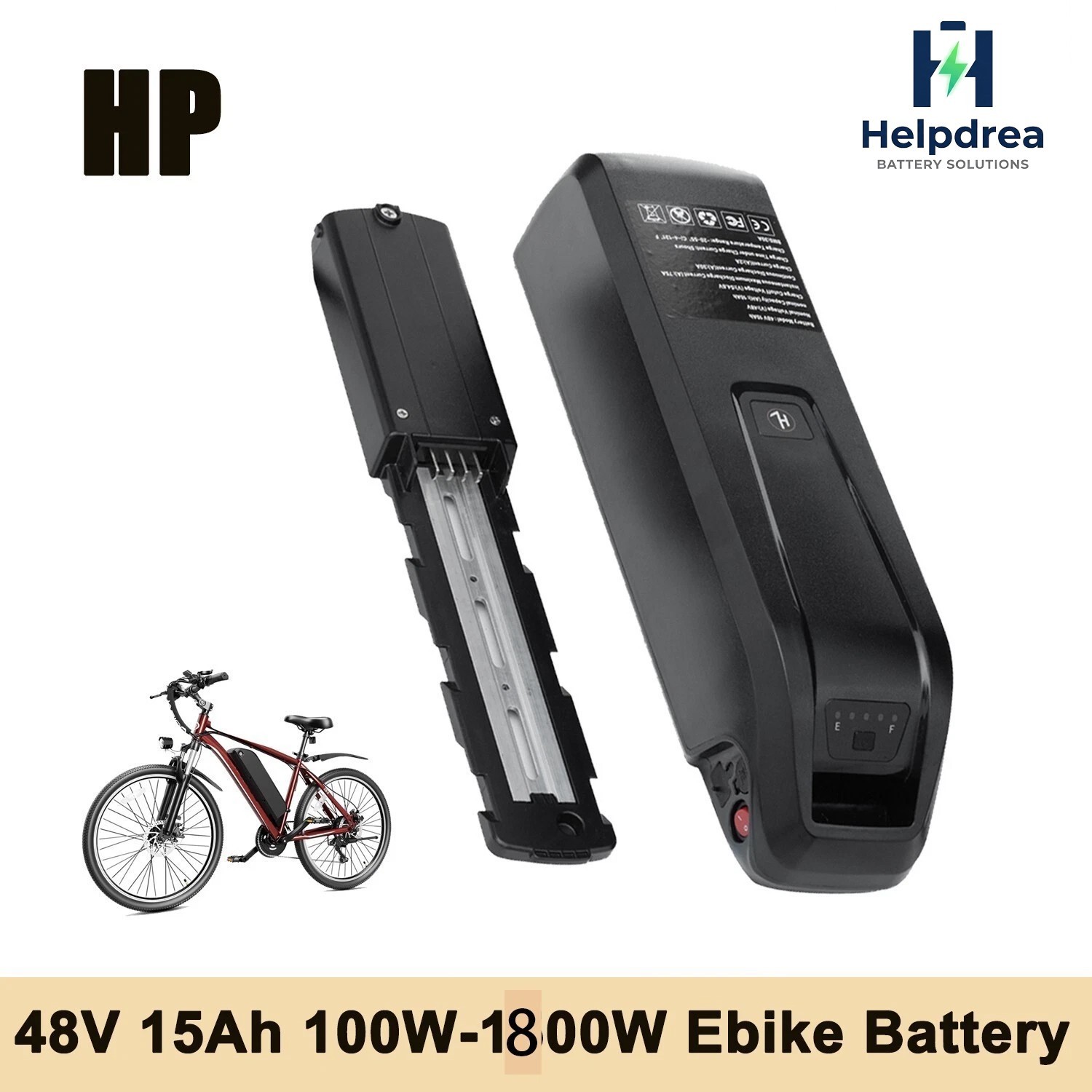 48V 15Ah Ebike Battery for ≤1500W Motor Electric Bike Lithium Battery Lockable