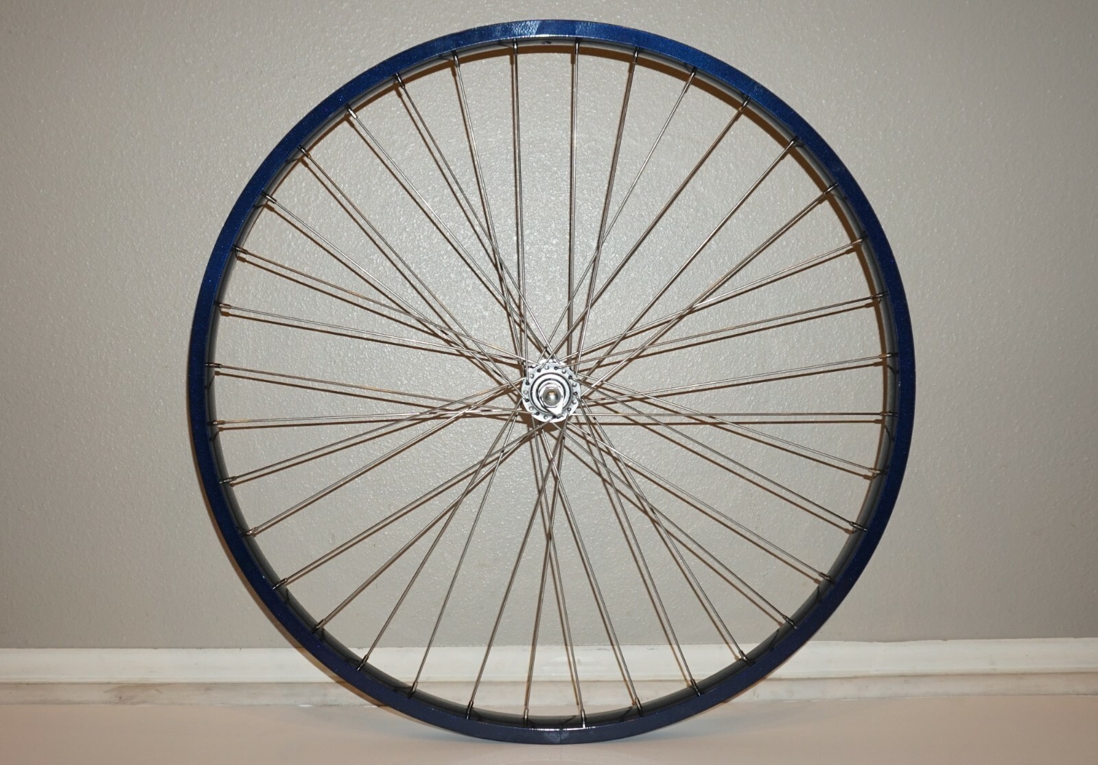 26″ x 1.75″ Alloy Front Wheel 14g 36 SS Spokes 100mm O.L.D Midnight Blue