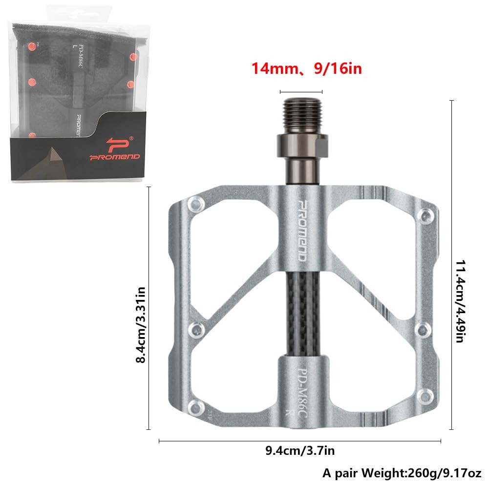 Aluminum Alloy & Carbon Fiber MTB Pedals – 9/16″ Sealed 3-Bearing System | Li…