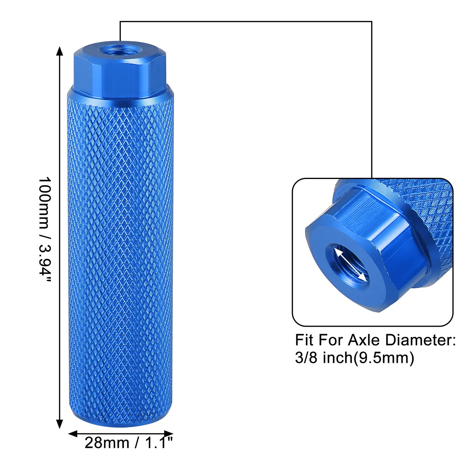 X AUTOHAUX Pair Aluminum Alloy Rear Foot Pegs Footrests Universal Blue for BMX M