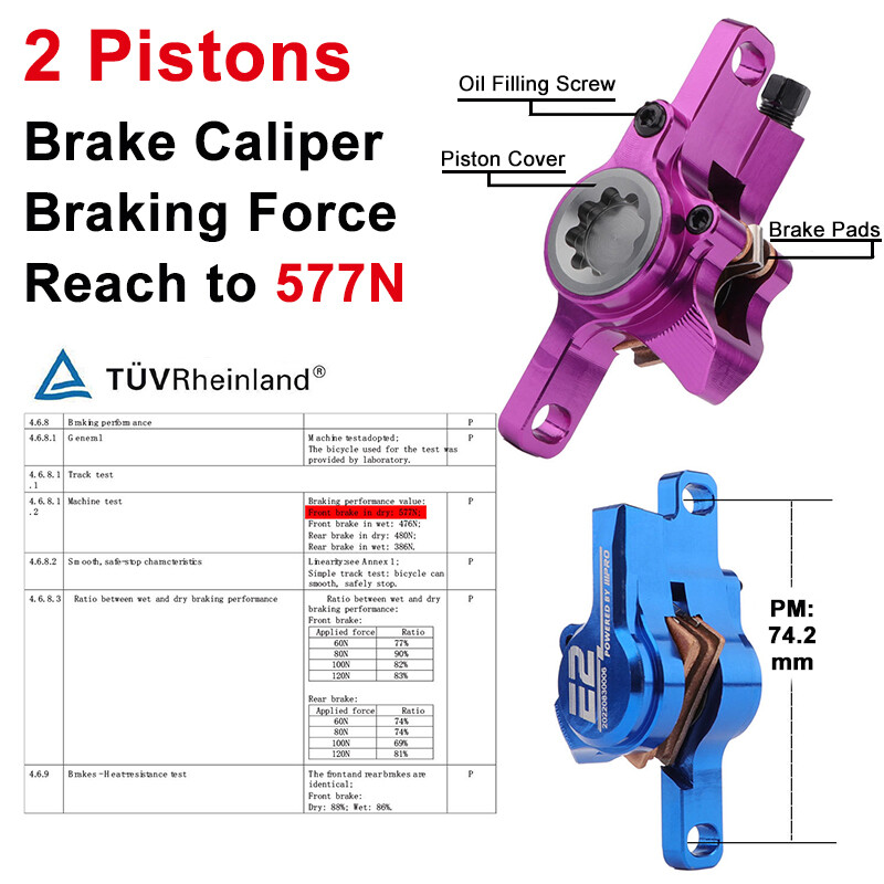 Mountain Bike Hydraulic Disc Brake Lever Set 2-Piston 800/1550mm Front/Rear/Set