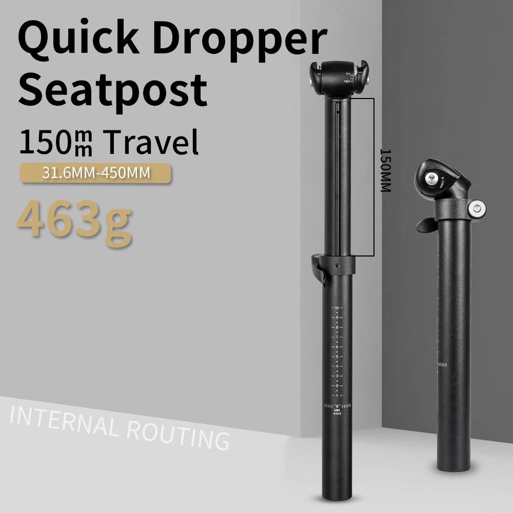 ZOOM Dropper Seatpost 31.6mm x 450mm 150mm Travel MTB Bike Seat Post CNC