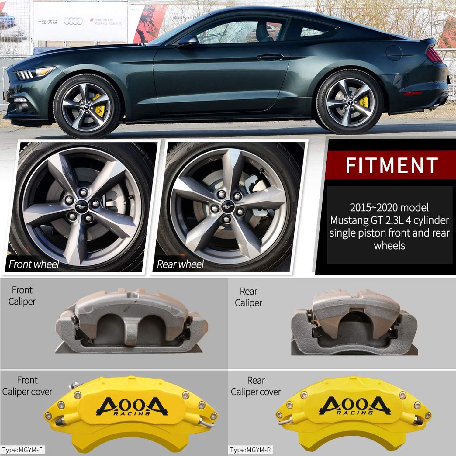 AOOA Caliper Covers Yellow Brake and Black Characters Covers Fits 2015-2023 M…