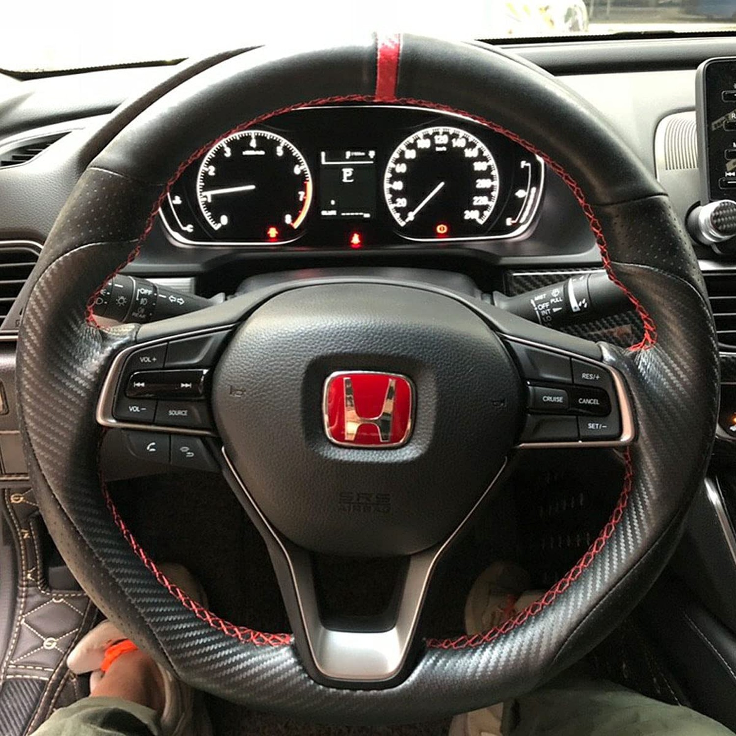 Matte Black Carbon Fiber & Nappa Perforated Leather Interior Accessories Stee…