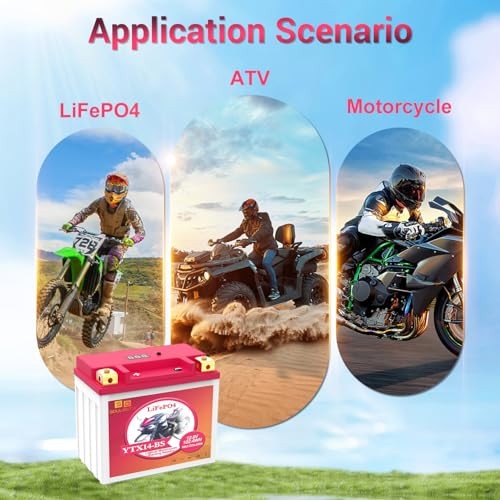 YTX14-BS Lithium Motorcycle Battery, ATV Battery 12V 8AH 600CCA YTX14-8AH