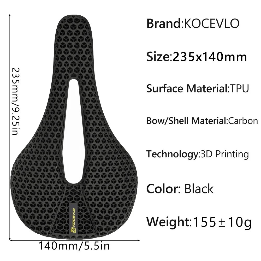 235x140MM 3D Printed Carbon Saddle for XC Road Gravel MTB Off-Road Bike Cycling