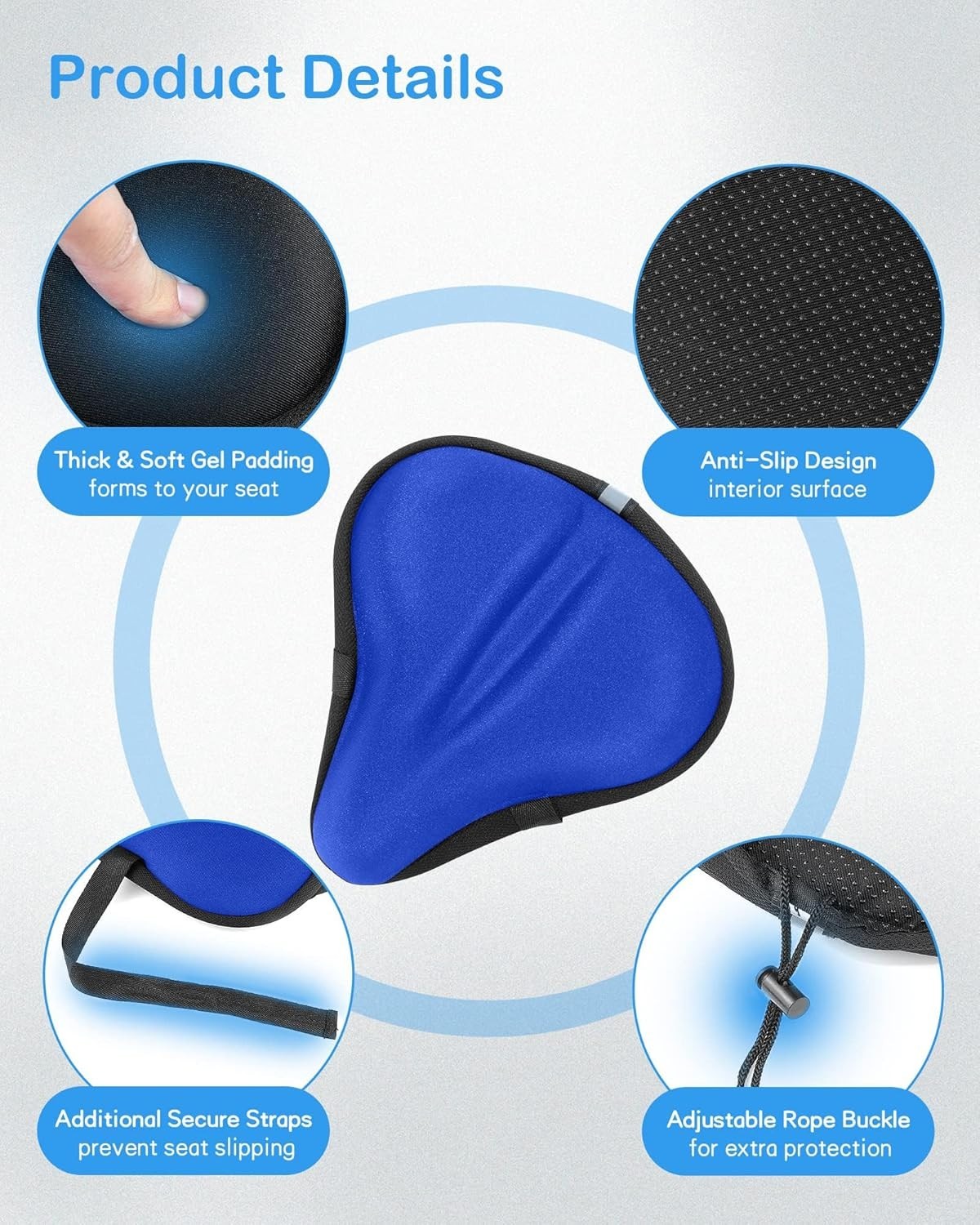 Comfortable and Protective Gel Bike Seat Cover – 11×10 inches, Breathable Design