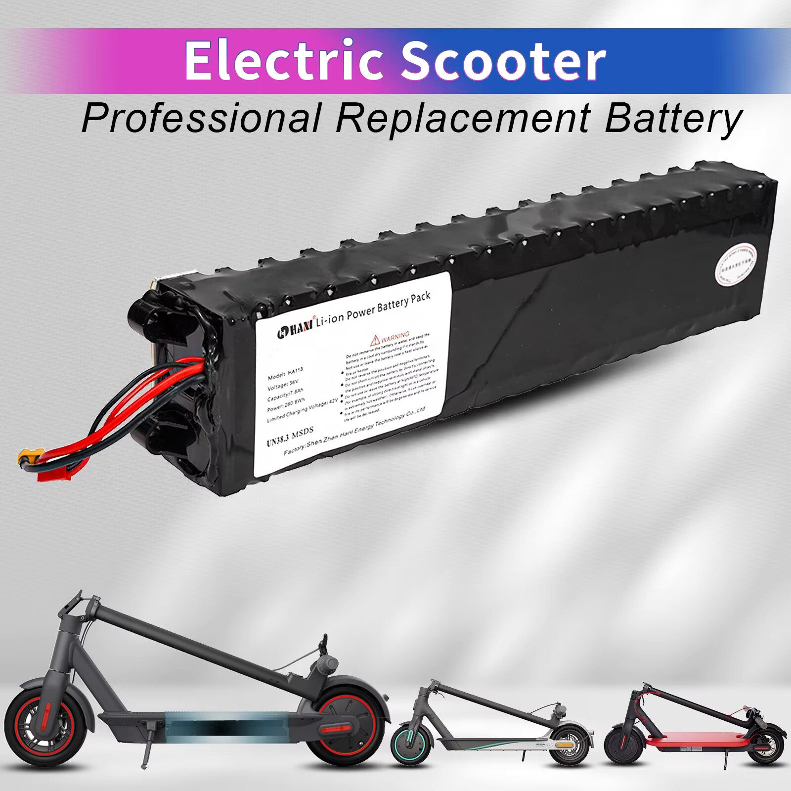 36V 7.8Ah Electric Scooter Li-ion Lithium Battery Replacement for 250W Motor