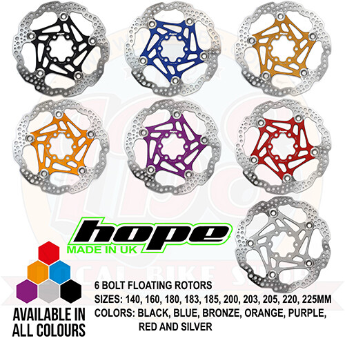 Hope 6 Bolt Floating Disc Rotor – All Colors and Sizes – Brand New