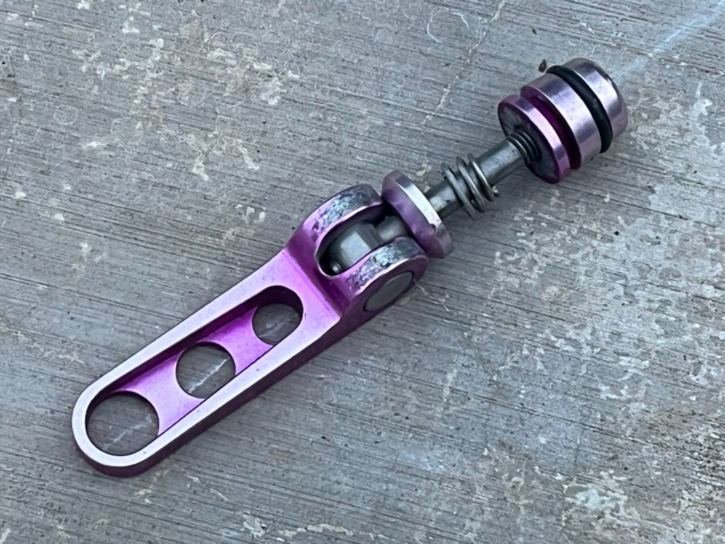Vintage Ringle Holey Titanium Stix Seatpost QR Quick Release | Purple Ano / VGC