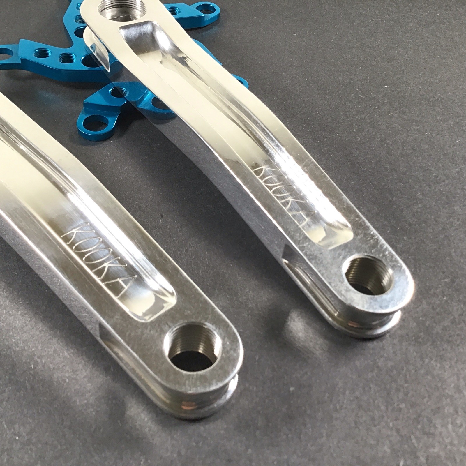 Kooka Crank Arm Set Silver/Blue 170mm 74/110 NOS Vintage MTB Grafton Yeti Klein