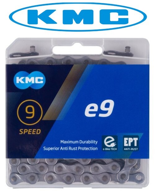 KMC e9 EPT eBike Chain 9 Speed 136 Links Gray Anti-Rust