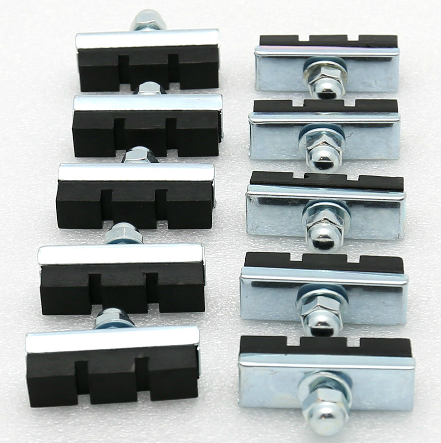 NEW 10 BOLT-ON BICYCLE BIKE 10 SPEED RUBBER BRAKE PADS SHOES BMX MTB