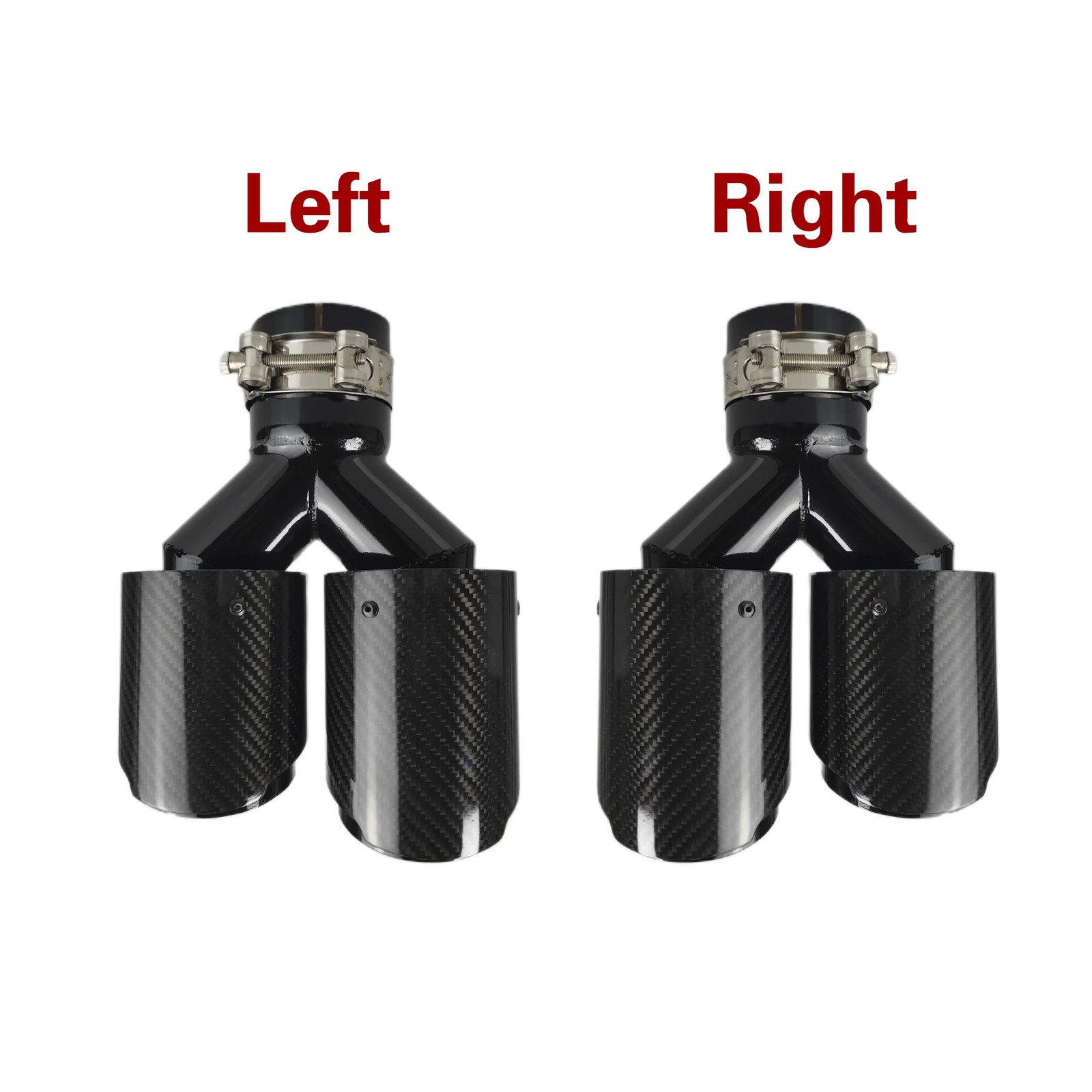Car Carbon Fiber Glossy Muffler Tip Exhaust Pipe Y Shape Double Exit Mufflers