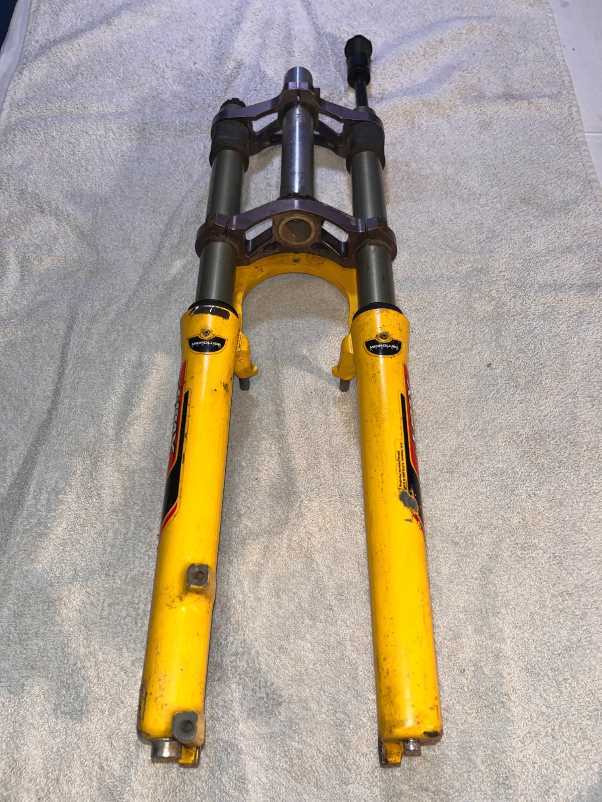 Vintage Manitou X-Vert dual crown fork, rim or disc, seized